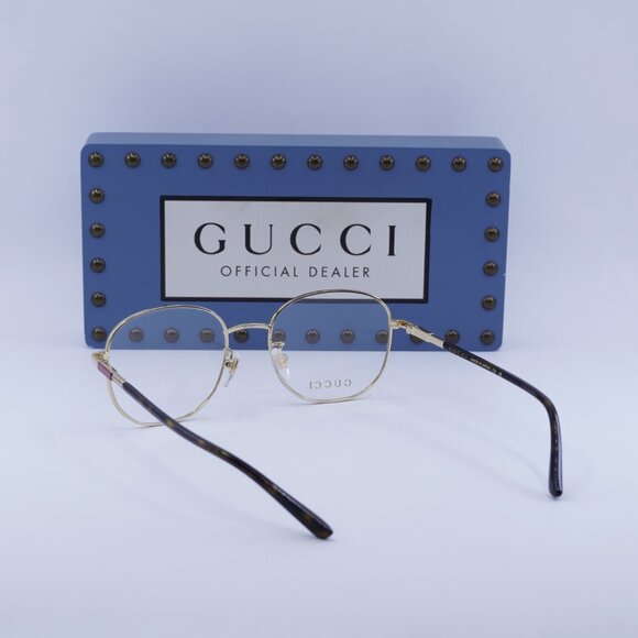 Gucci GG1352O 004 Rectangle Eyeglasses - Gold/Dark Havana 53mm - Picture 7 of 12